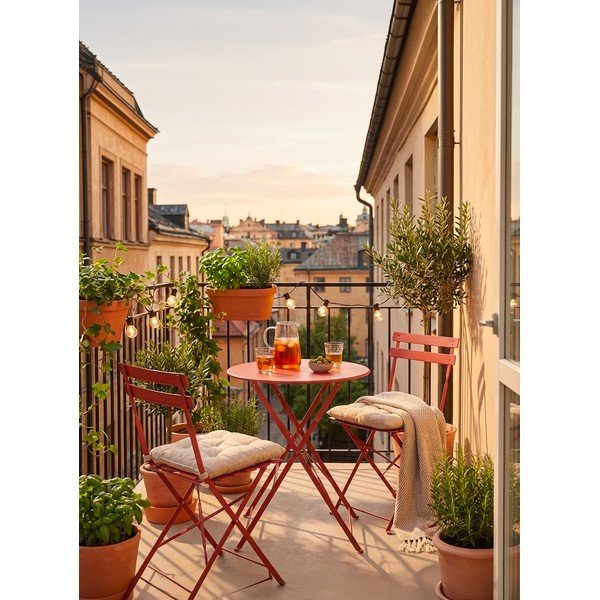 Jeklena vrtna jedilna garnitura v barvi terakote za 2 osebi Austin – Bizzotto-image-1