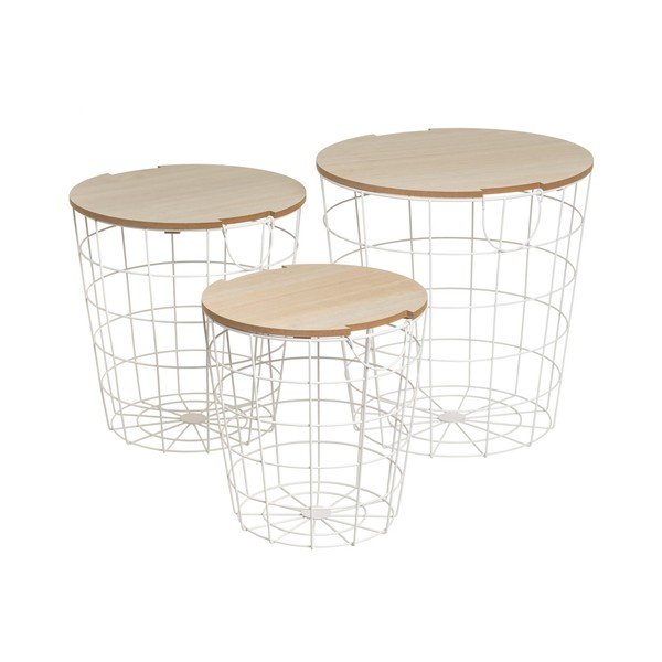 Okrogle stranske mizice v kompletu 3 ks 39x39 cm – Casa Selección