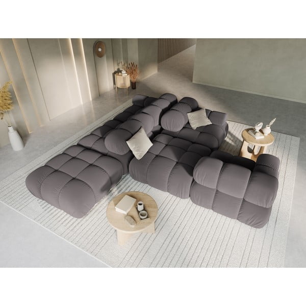 Temno siva žametna sedežna garnitura 282 cm Bellis – Micadoni Home-image-1