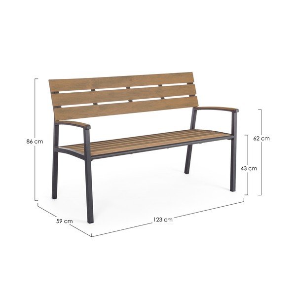 Kovinska vrtna klop v naravni barvi Isak – Bizzotto-image-3