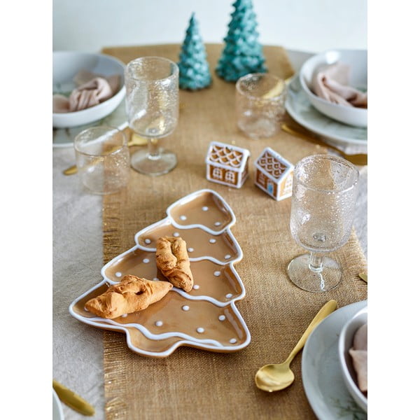 Svetlo rjav servirni keramičen krožnik z božičnim motivom Ginnie – Bloomingville-image-1