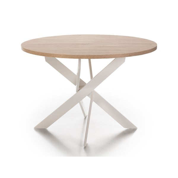 Okrogla jedilna miza z mizno ploščo v hrastovem dekorju ø 120 cm Ther – Marckeric-image-2