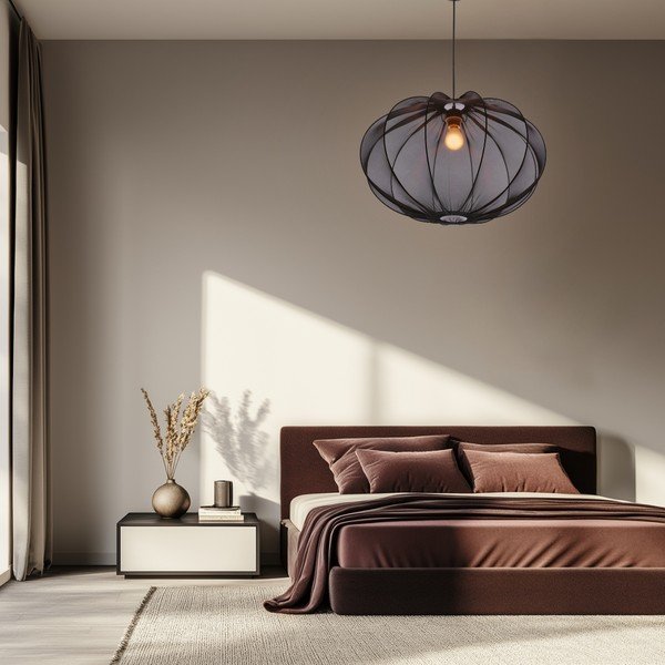 Črna viseča svetilka s tekstilnim senčilom ø 60 cm Mellow – Candellux Lighting-image-2