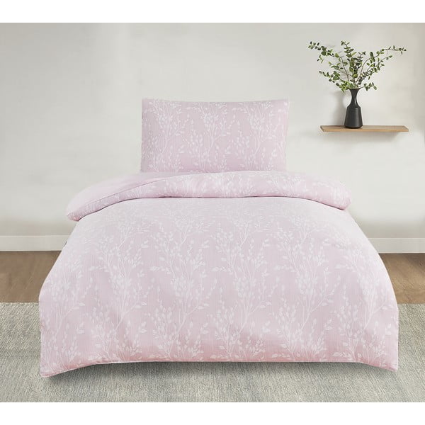 Rožnata enojna posteljnina iz žakarja 140x200 cm Boston – My House