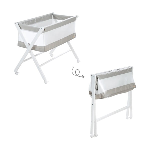 Bela zložljiva zibelka na koleščkih 90x45 cm – Roba-image-3