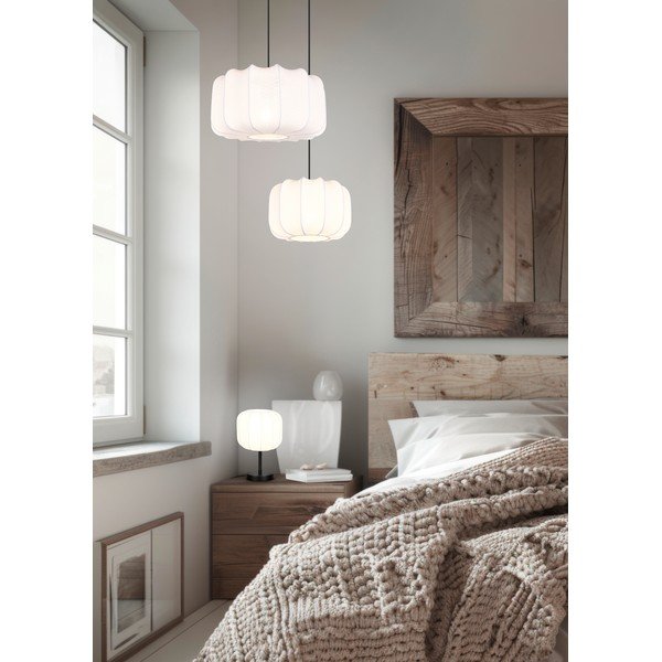 Bela kovinska viseča svetilka s tekstilnim senčilom ø 40 cm Madleine – Reality-image-1