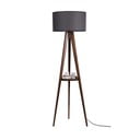 Črna/rjava stoječa svetilka s polico s tekstilnim senčilom (višina 154 cm) Sehbali Tripod – Opviq lights