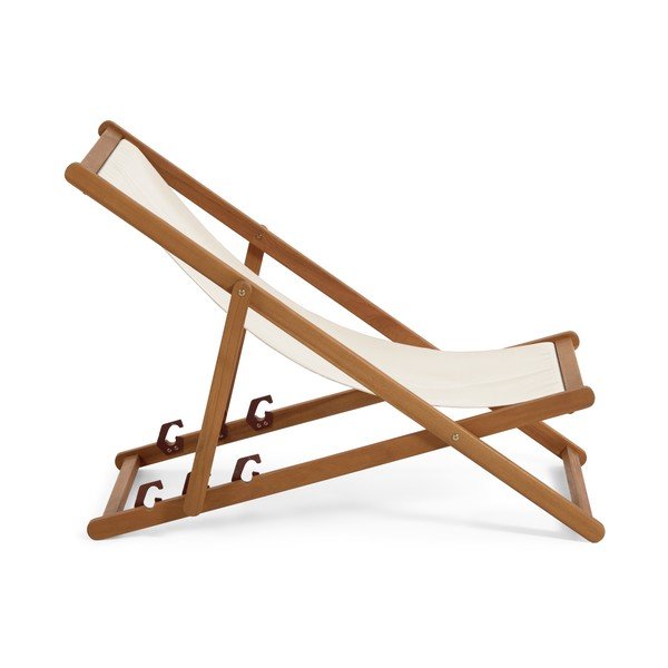 Kremno bel zložljiv ležalnik za plažo iz akacijevega lesa Kave Home Adredna-image-3
