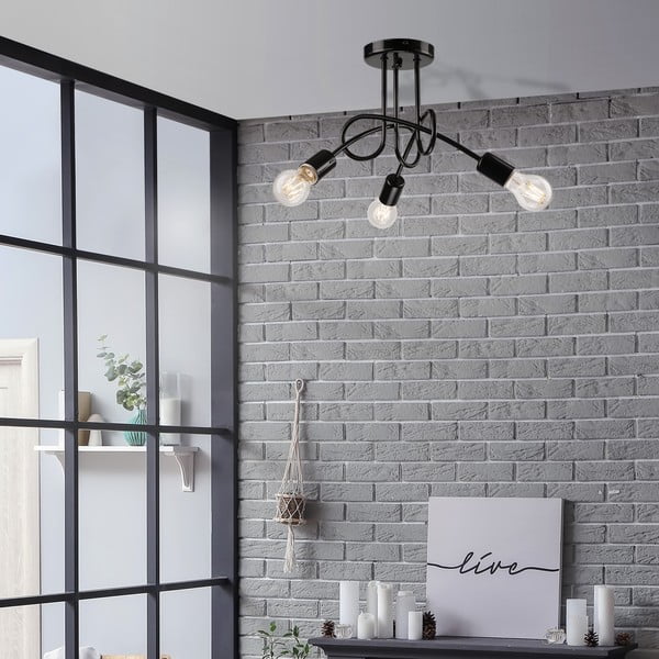 Črna stropna svetilka brez senčnika 36x36 cm Camilla – LAMKUR-image-1