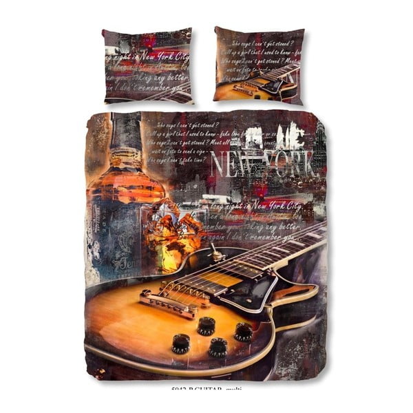 Bombažno posteljno perilo za zakonsko posteljo Dobro jutro, kitara, 240 x 200 cm