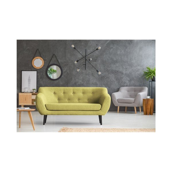 Rumena dvosedežna zofa z rjavimi nogami Mazzini Sofas Piemont-image-4
