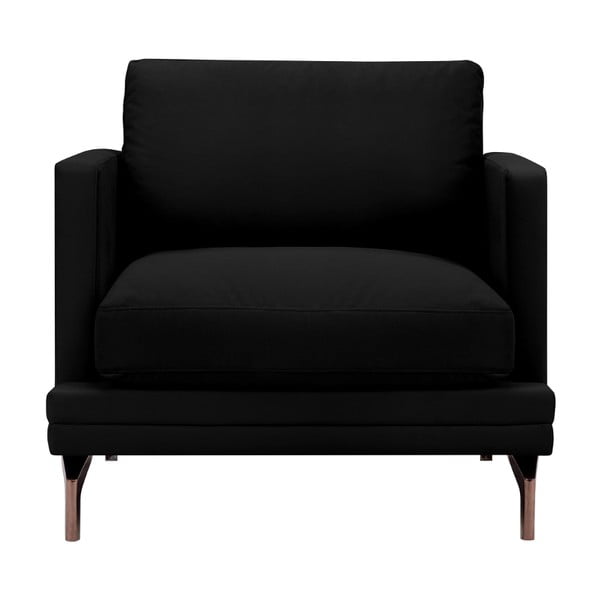 Črn fotelj z naslonom za noge v zlati barvi Windsor & Co Sofas Jupiter