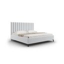 Svetlo siva oblazinjena zakonska postelja s prostorom za shranjevanje z letvenim dnom 140x200 cm Casey – Mazzini Beds