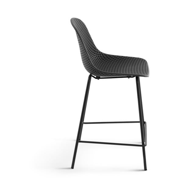 Temno siv kovinski plastičen vrtni barski stol Quinby – Kave Home-image-2