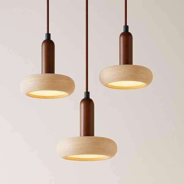 Rjava/bež LED viseča svetilka s kamnitim senčilom ø 15 cm Karo – Opviq lights-image-2