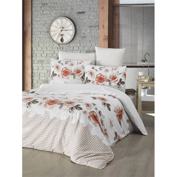 Oranžna posteljnina z rjuho za enojno posteljo Isabella, 160 x 220 cm