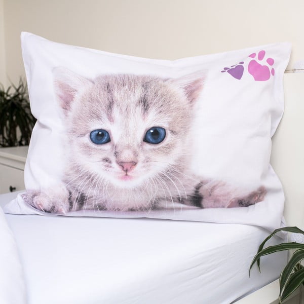 Bela enojna bombažna otroška posteljnina 140x200 cm Kitten "Colour" – Jerry Fabrics-image-3