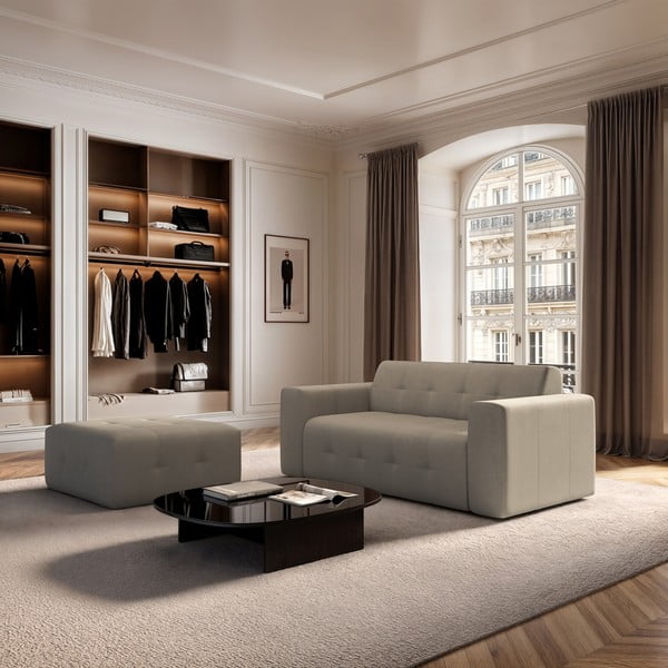 Svetlo rjava žametna sedežna garnitura 199 cm Tuil – Rodier-image-1