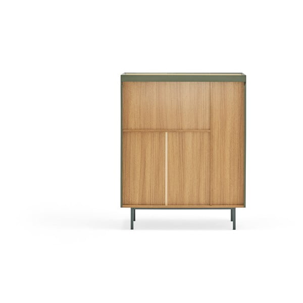 Zelena visoka komoda v hrastovem dekorju 95x120 cm Arista – Teulat-image-4
