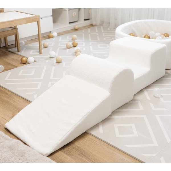 Belo bouclé otroško igrišče iz pene 3 ks višina 30 cm 45x143 cm – Meowbaby-image-1