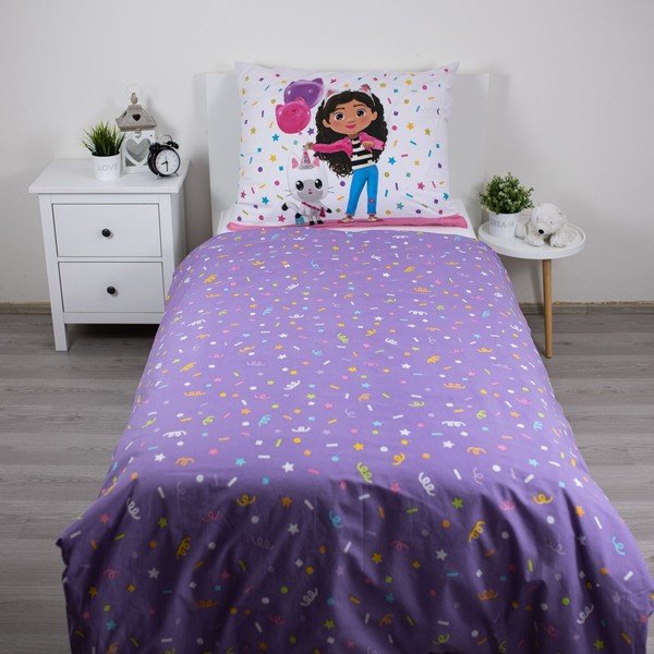 Enojna bombažna otroška posteljnina 140x200 cm Gabby's Dollhouse "Confetti" – Jerry Fabrics-image-2