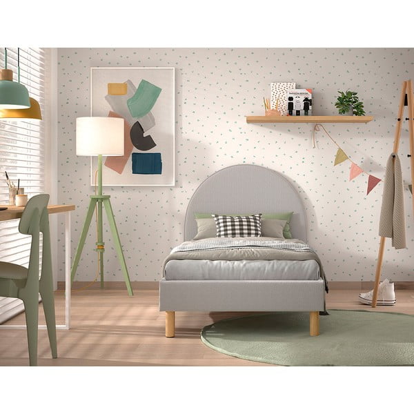 Siva oblazinjena postelja z letvenim dnom 90x200 cm MOON – Vipack-image-3