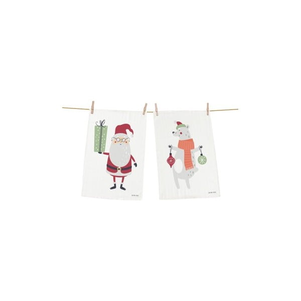 Komplet 2 bombažnih božičnih kuhinjskih krp Butter Kings Christmas Creatures, 70 x 50 cm