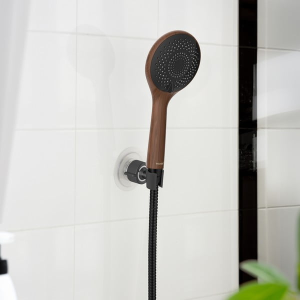 Črno plastično držalo za glavo za prhanje z namestitvijo brez vrtanja Libertà – Wenko-image-1