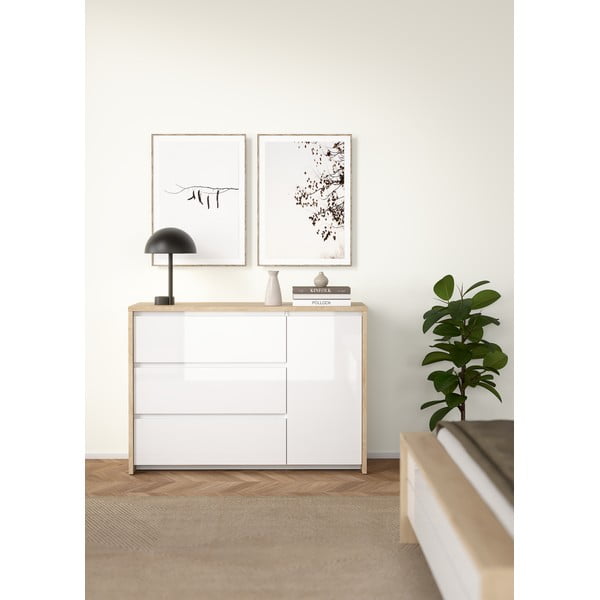 Bela komoda v hrastovem dekorju 119x84x48 cm Next – Tvilum-image-1