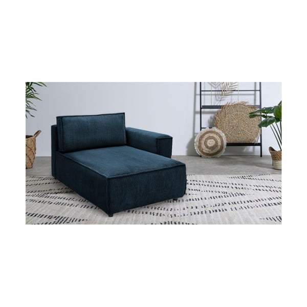 Temno moder modul za sedežno garnituro iz rebrastega žameta (desni kot) Nihad modular – Bobochic Paris-image-1