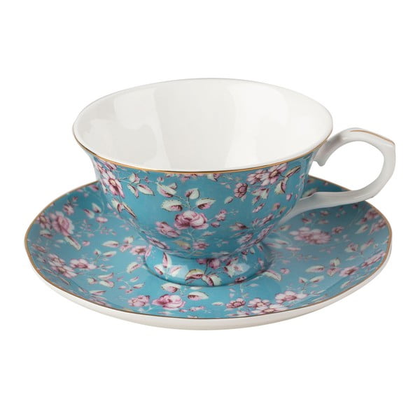 Modra porcelanska skodelica s krožnikom Creative Tops Ditsy, 200 ml