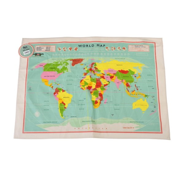 Bombažna kuhinjska krpa Rex London World Map, 50 x 70 cm