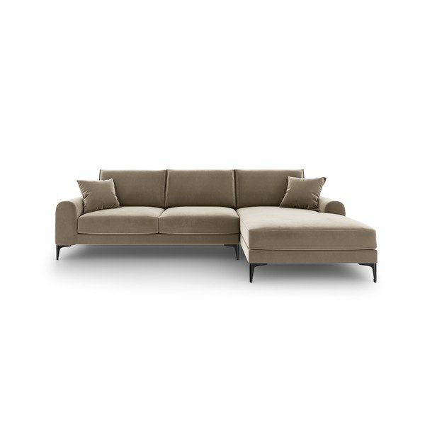 Bež žametna kotna sedežna garnitura Mazzini Sofas Madara, desni kot-image-2