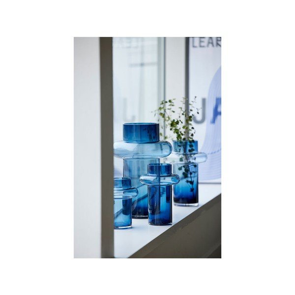 Temno modra steklena vaza Lyngby Glas Tube, višina 30 cm-image-1