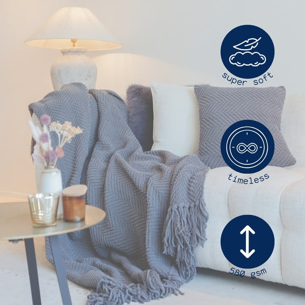 Siva odeja iz šenila 130x170 cm Renee – Tiseco Home Studio-image-4