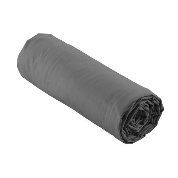 Antracitno siva napenjalna rjuha iz bombažnega perkala 90x190 cm Percaline – douceur d'intérieur-image-4