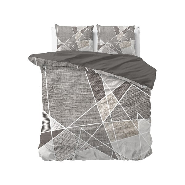 Sivo-bež bombažna posteljnina za zakonsko posteljo Pure Cotton Furtrix, 200 x 200/220 cm