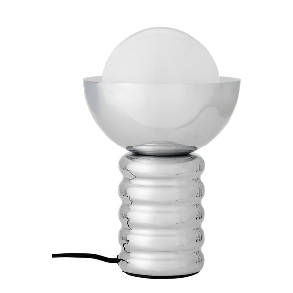 Namizna svetilka v srebrni barvi s steklenim senčilom (višina 32 cm) Spike – Bloomingville