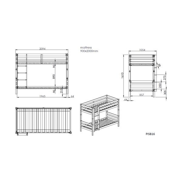 Bela pograd otroška postelja 90x200 cm Pino – Vipack-image-4