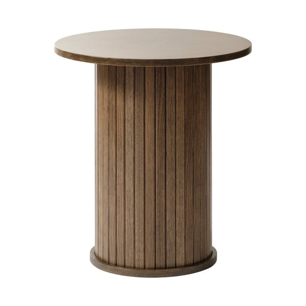 Okrogla stranska mizica v hrastovem dekorju ø 50 cm Nola – Unique Furniture