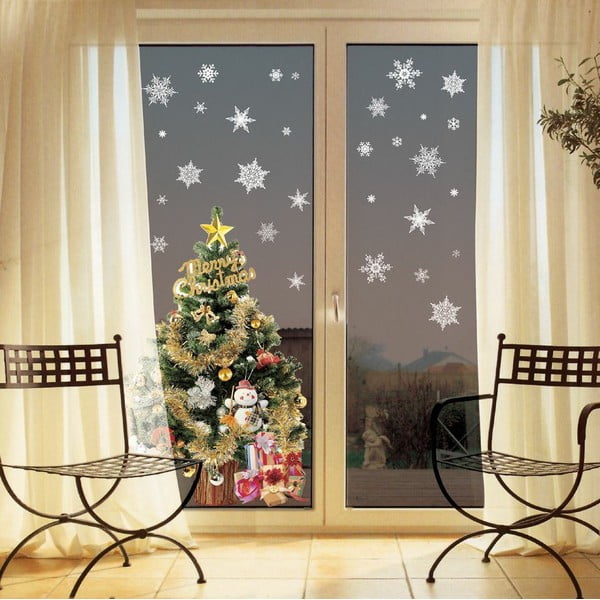 Komplet 30 nalepk Ambiance Christmas White Flakes-image-1