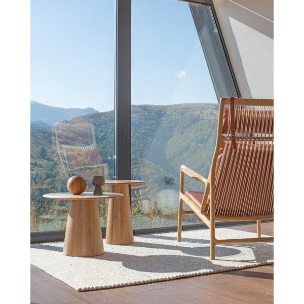 Okrogla stranska mizica iz masivnega hrasta ø 40 cm Mushroom – Gazzda-image-1