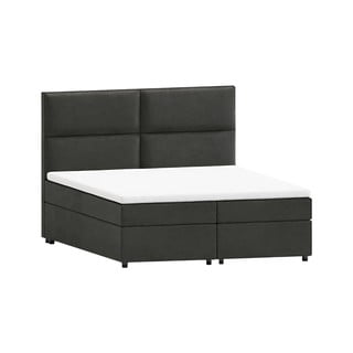 Temno siva boxspring postelja s prostorom za shranjevanje 160x200 cm Rico – Ropez
