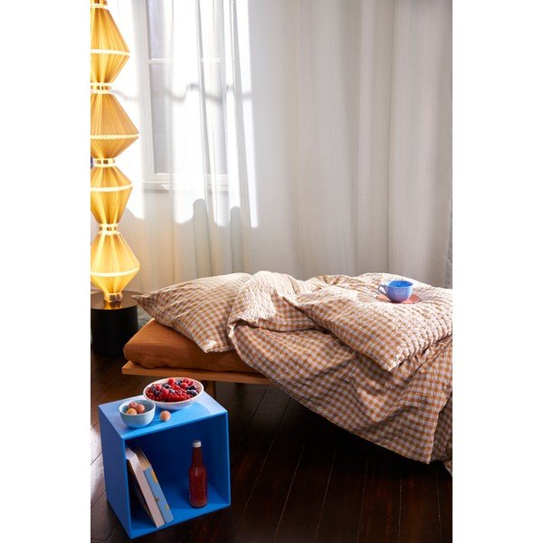 Oker rumena/svetlo modra posteljnina iz krepa 140x200 cm Bæk&Bølge – JUNA-image-4