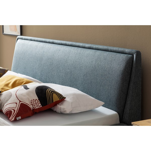 Zelena/modra oblazinjena zakonska postelja s prostorom za shranjevanje z letvenim dnom 160x200 cm Frieda – Meise Möbel-image-4