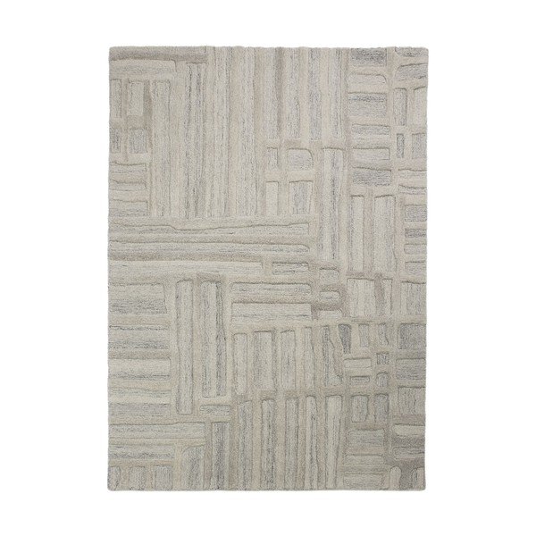 Sivo-bež ročno tkana volnena preproga 160x230 cm Elva  – Flair Rugs