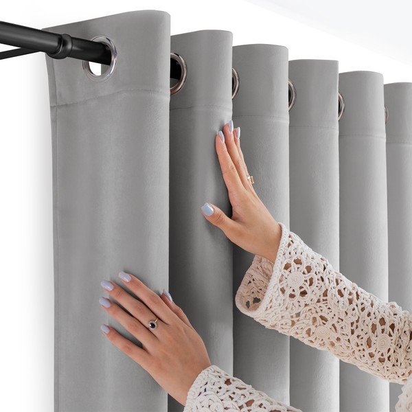 Siva žametna zavesa za delno zatemnitev 200x250 cm Velto – Filumi-image-2