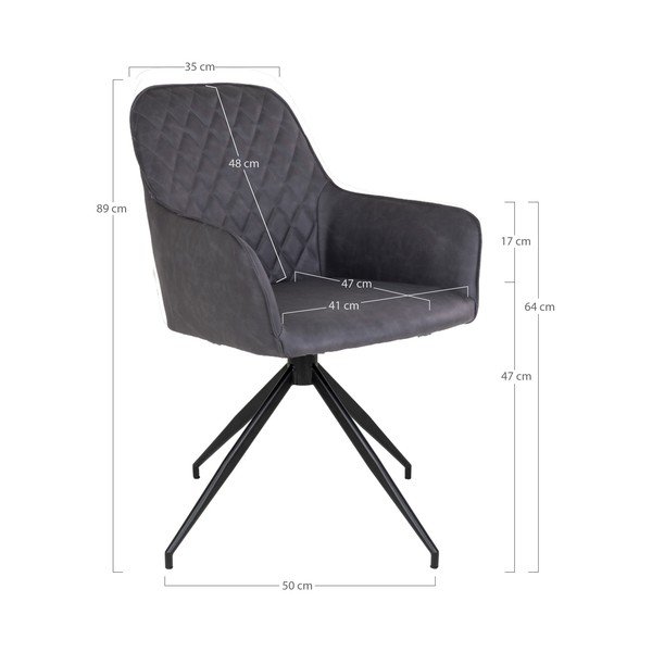 Temno siv oblazinjen jedilni stol Harbo – House Nordic-image-3