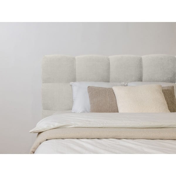 Svetlo siva oblazinjena zakonska postelja z letvenim dnom 160x200 cm Kumo – Bobochic Paris-image-4