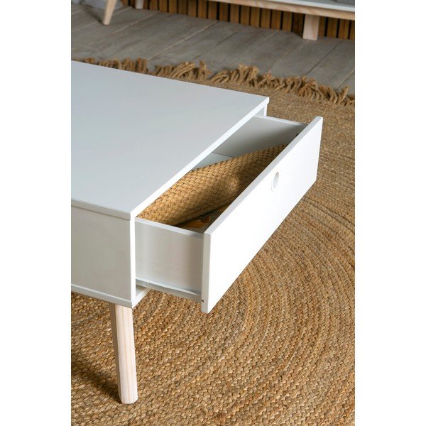 Bela kavna mizica z 2 predaloma in nogami iz borovega lesa Marckeric Kiara-image-1